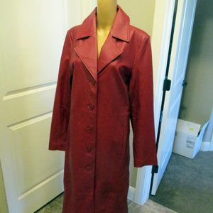 Full Length Red Leather Coat sz 8/10
